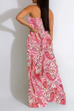 Leaf Print Strap Shirred Urban Wide Leg Jumpsuit -Prettytina H23030755 RE 2