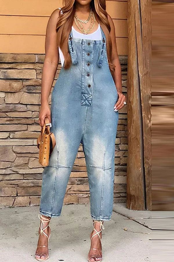 Gradient Casual Suspender Denim Jumpsuit 1 Gradient Casual Suspender Denim Jumpsuit