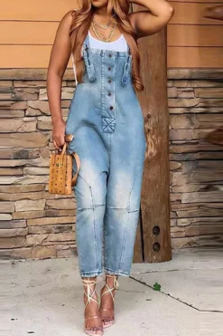 Gradient Casual Suspender Denim Jumpsuit 9 Gradient Casual Suspender Denim Jumpsuit -Prettytina H23030763 LB 3