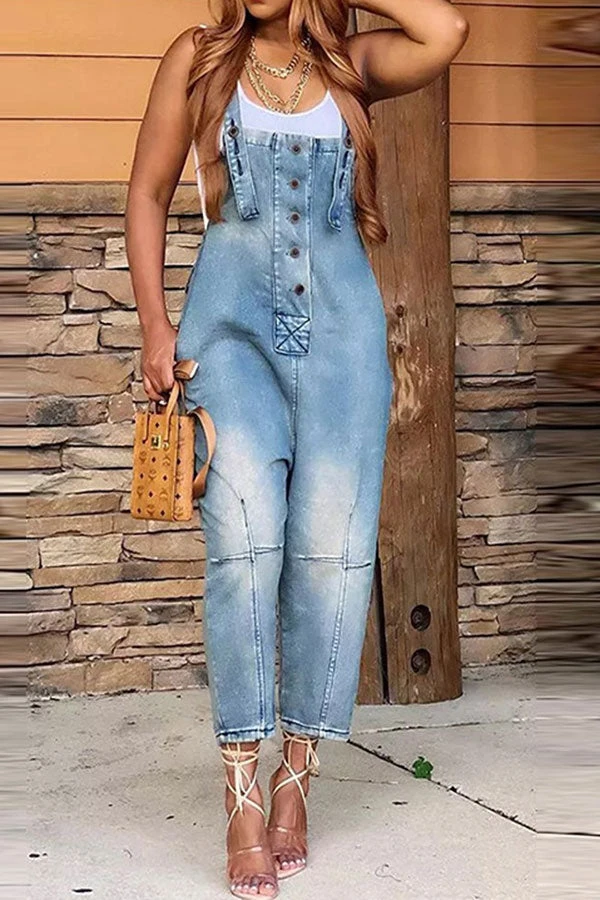 Gradient Casual Suspender Denim Jumpsuit 3 Gradient Casual Suspender Denim Jumpsuit - Image 3