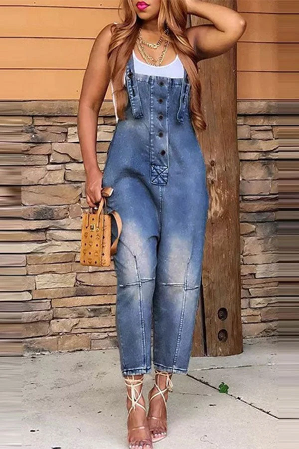 Gradient Casual Suspender Denim Jumpsuit 5 Gradient Casual Suspender Denim Jumpsuit - Image 5