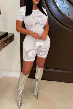 Solid Color Patchwork Cozy Knitted Romper