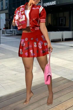 Cartoon Print Preppy Pleated Dress Suit -Prettytina H23030797 RE 2 75803d67 1bc8 4e86 aa78 ed416f8adb1d