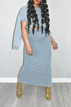 Solid Color Modern Cutout Split Back Dress Suit