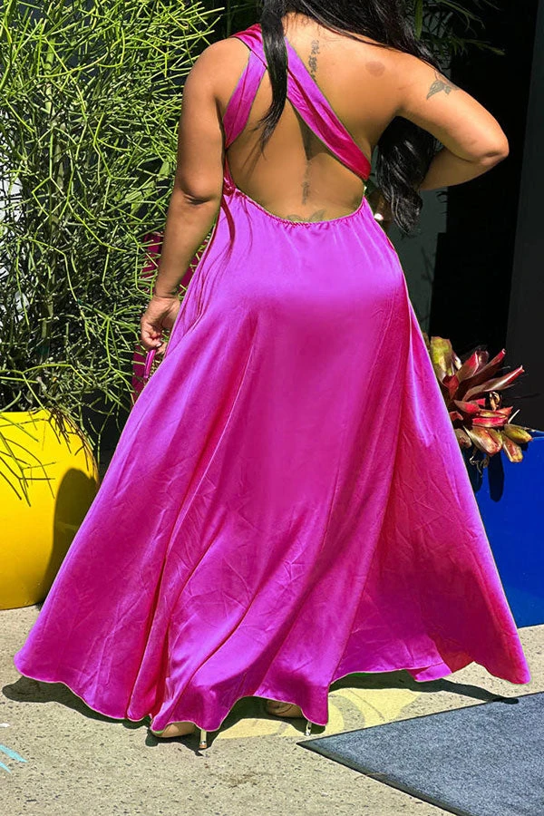 Solid Color Strappy Striking High Split Maxi Dress 2 Solid Color Strappy Striking High Split Maxi Dress - Image 2