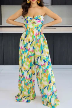 Floral Print Twisted Detail On-trend Pleated Jumpsuit -Prettytina H23032089 GR 1 01dcdcbe 617c 46dc 8b90 1a356656210c