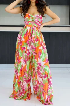 Floral Print Twisted Detail On-trend Pleated Jumpsuit -Prettytina H23032089 RE 1 d92936b4 7f4e 4240 95f0 72574f6ab176