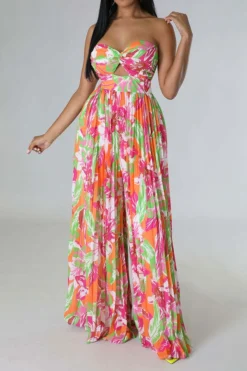 Floral Print Twisted Detail On-trend Pleated Jumpsuit -Prettytina H23032089 RE 3 fed62140 4ca8 441c 8472 c683f577384b
