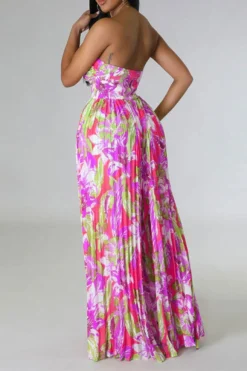 Floral Print Twisted Detail On-trend Pleated Jumpsuit -Prettytina H23032089 RR 3