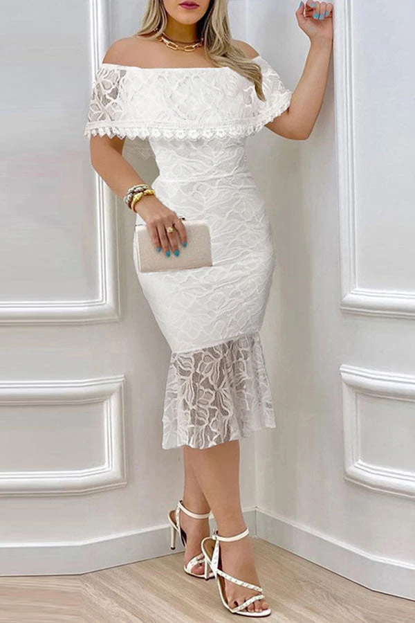 Lace Stunning Off Shoulder Ruffle Midi Dress 1 Lace Stunning Off Shoulder Ruffle Midi Dress
