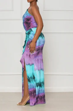 Tie Dye Colorful Ruffle Asymmetric Maxi Dress 15 Tie Dye Colorful Ruffle Asymmetric Maxi Dress -Prettytina H23041178 BL 2