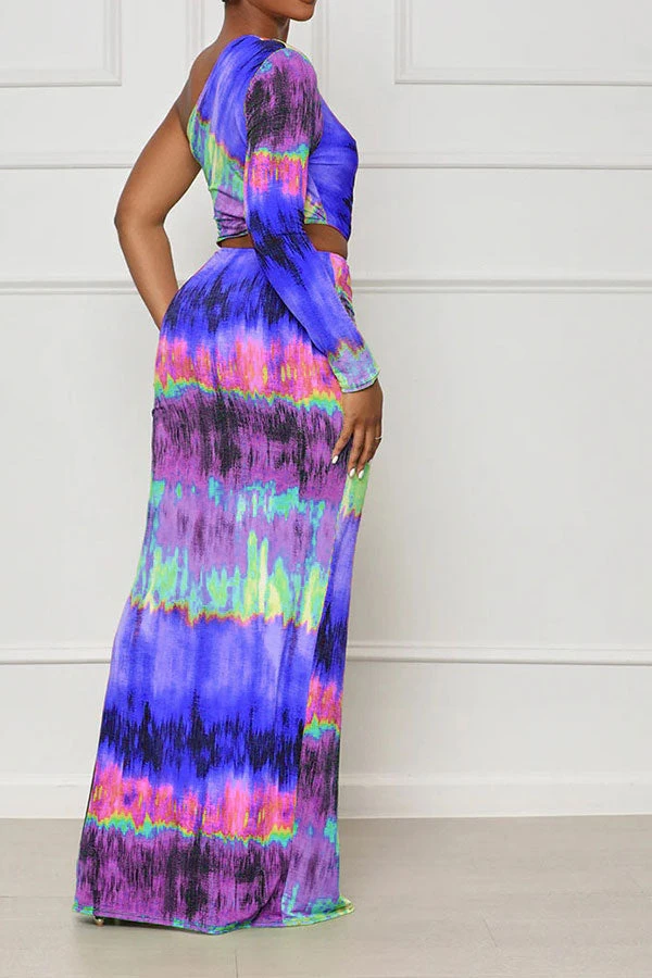 Tie Dye Colorful Ruffle Asymmetric Maxi Dress 10 Tie Dye Colorful Ruffle Asymmetric Maxi Dress - Image 10