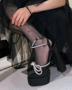 Bowknot Rhinestone Stunning Strappy Sandals -Prettytina H23041465 BK 2