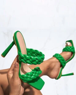 Double Braided Straps Feminine Square Toe Sandals