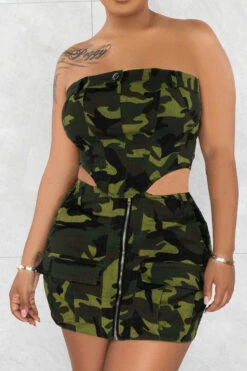 Camouflage Flattering Zipper Irregular Dress Suit 10 Camouflage Flattering Zipper Irregular Dress Suit -Prettytina H23041929 CF 1