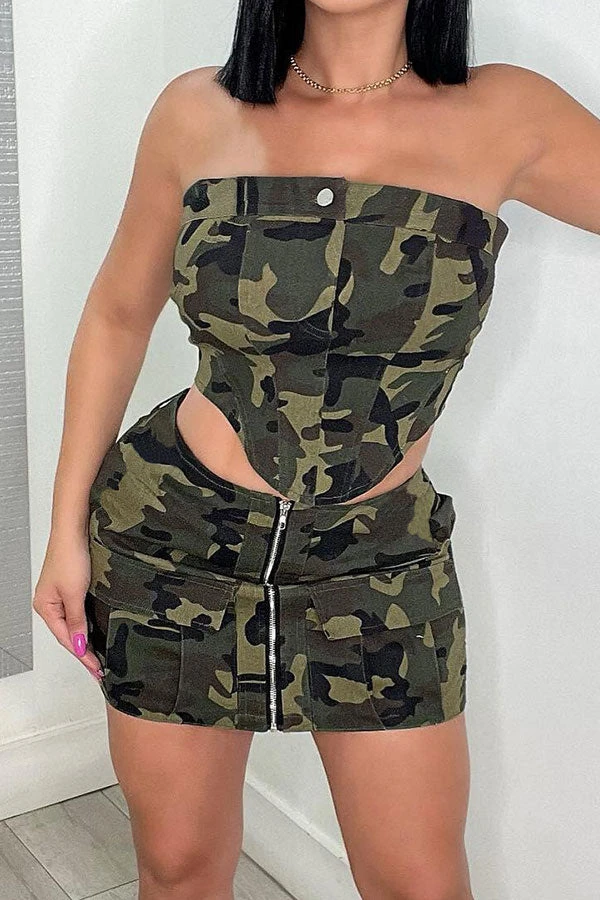Camouflage Flattering Zipper Irregular Dress Suit 3 Camouflage Flattering Zipper Irregular Dress Suit - Image 3