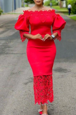 Lace Patchwork Elegant Off Shoulder Midi Dress 14 Lace Patchwork Elegant Off Shoulder Midi Dress -Prettytina H23041963 RE 1