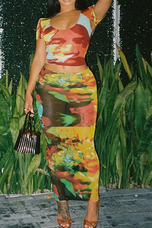 Tie Dye Colorful Scoop Neck Dress Suit 1 Tie Dye Colorful Scoop Neck Dress Suit