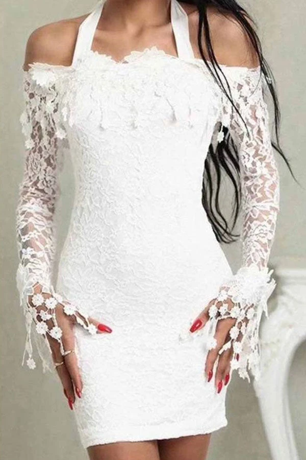 Floral Applique Rocking Bandeau Lace Mini Dress 2 Floral Applique Rocking Bandeau Lace Mini Dress - Image 2