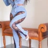 Lace Patchwork Chic Split Hem Jeans