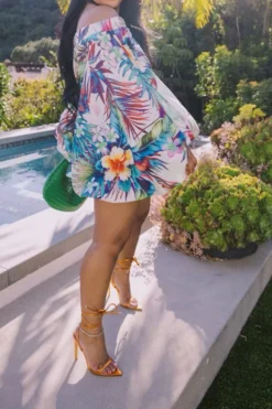 Floral Print On-trend Off Shoulder Bubble Mini Dress -Prettytina H23050419 RT 4