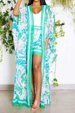 Floral Print Patchwork Beachy Flowy Pant Suit 15 Floral Print Patchwork Beachy Flowy Pant Suit -Prettytina H23050531 GR 2