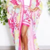 Floral Print Patchwork Beachy Flowy Pant Suit