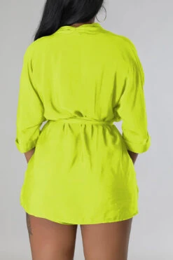 Solid Color Casual Lace-Up Pant Suit 13 Solid Color Casual Lace-Up Pant Suit -Prettytina H23051007 YE 2