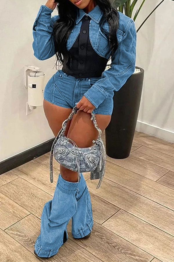 Hit Color Patchwork Stylish Denim Pant Suit 1 Hit Color Patchwork Stylish Denim Pant Suit