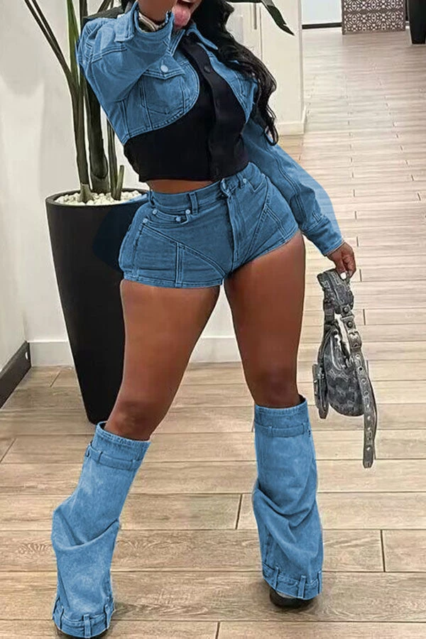 Hit Color Patchwork Stylish Denim Pant Suit 2 Hit Color Patchwork Stylish Denim Pant Suit - Image 2