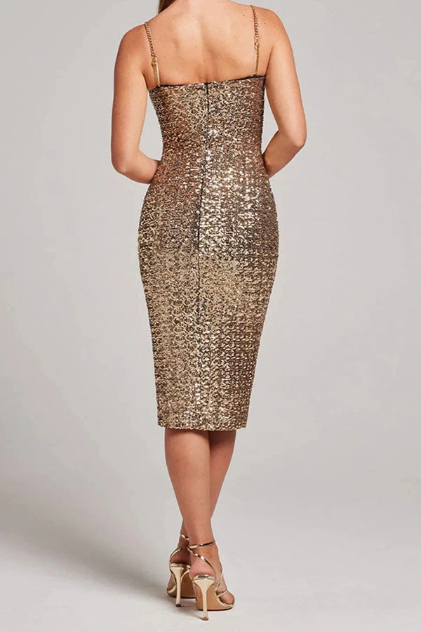 Sequined Sparkly Chain Strap Midi Dress 3 Sequined Sparkly Chain Strap Midi Dress - Image 3