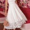 Solid Color Lace Sweet Tie Strap Midi Dress