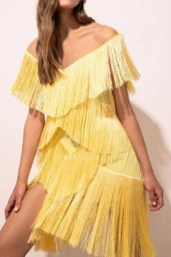 Solid Color Modern Tassel Tiered Mini Dress