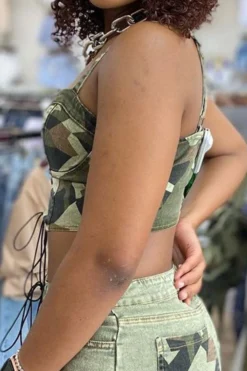 Color Block Camouflage Urban Strappy Camisole -Prettytina H23051162 CF 3