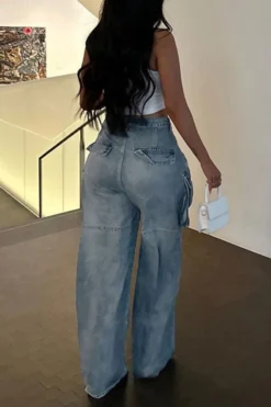 Gradient Hippy Multi Pocket Jeans -Prettytina H23051169 BL 3