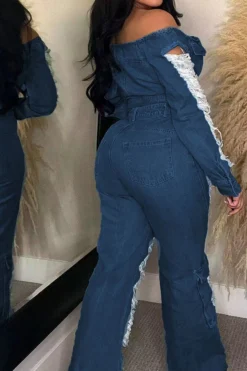 Ripped Burrs On-trend Multi Pocket Jeans -Prettytina H23051867 NB 2