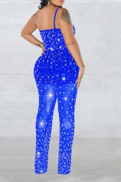Crystal Glitter Modern See-Through Jumpsuit 11 Crystal Glitter Modern See-Through Jumpsuit -Prettytina H23060265 BL 2