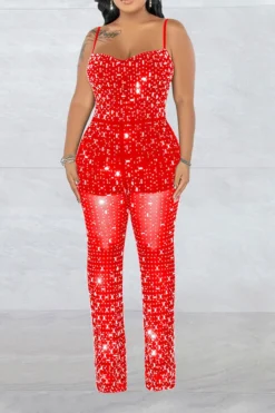 Crystal Glitter Modern See-Through Jumpsuit 12 Crystal Glitter Modern See-Through Jumpsuit -Prettytina H23060265 RE 1