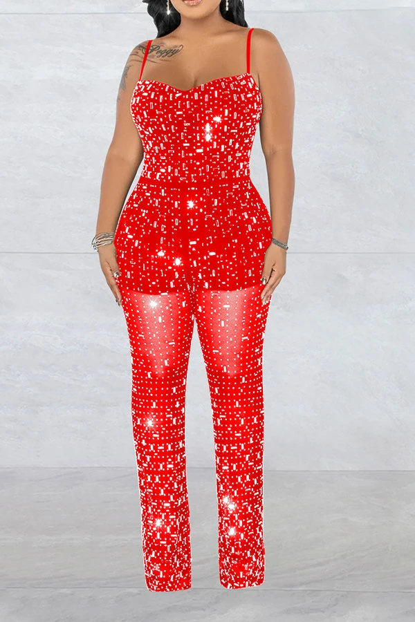 Crystal Glitter Modern See-Through Jumpsuit 5 Crystal Glitter Modern See-Through Jumpsuit - Image 5