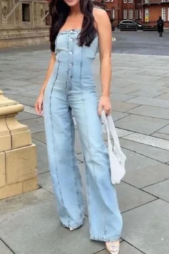 Gradient Undeniable Bandeau Denim Jumpsuit 7 Gradient Undeniable Bandeau Denim Jumpsuit -Prettytina H23060963 BL 3