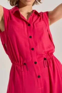 Solid Color Commuting Drawstring Wide Leg Jumpsuit -Prettytina H23061559 RE 3