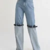 Patchwork Belted Design Modern Jeans