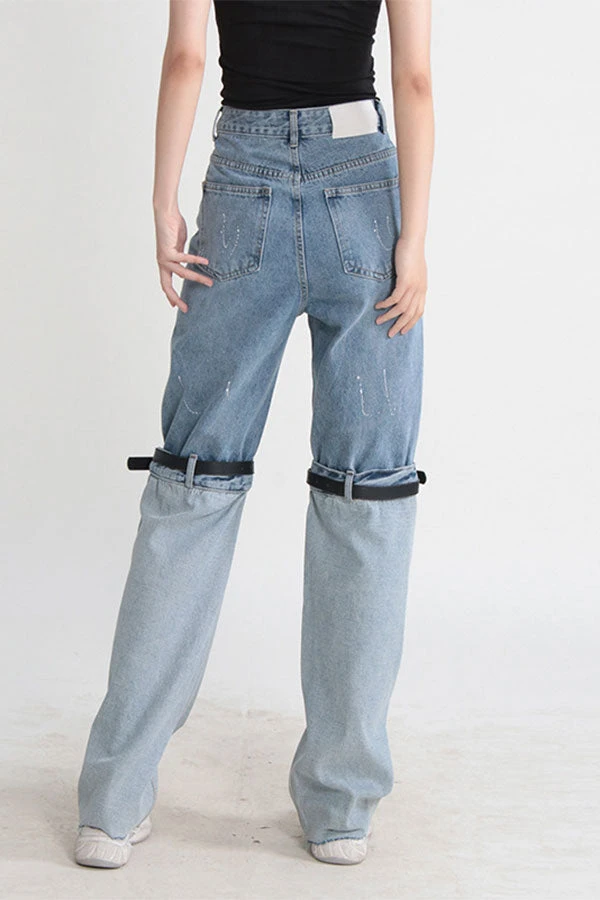 Patchwork Belted Design Modern Jeans 3 Patchwork Belted Design Modern Jeans - Image 3