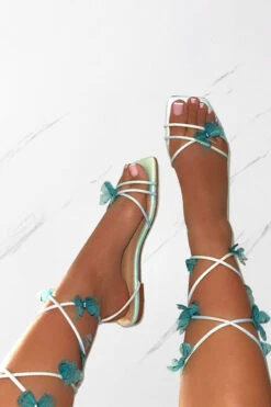 3D Butterfly Decor Girly Strappy Sandals -Prettytina H23061612 GR 1