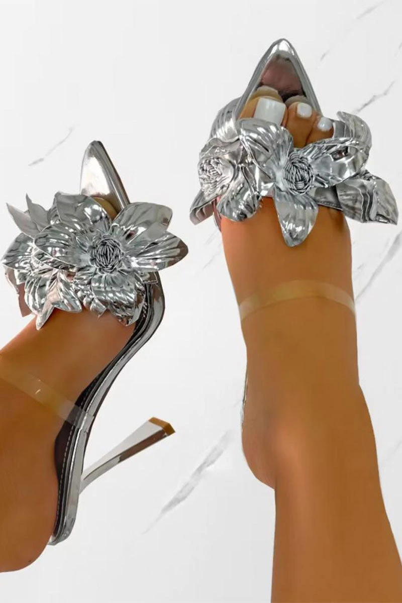 3D Flower Decor Elegant Pointed Toe Sandals 3 3D Flower Decor Elegant Pointed Toe Sandals - Image 3