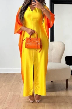 Gradient Undeniable High Split Maxi Dress 21 Gradient Undeniable High Split Maxi Dress -Prettytina H23062549 YE 1