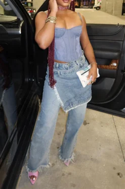 Irregular Patchwork Modern Wide Leg Jeans