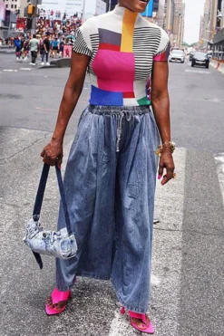 Solid Color Casual Wide Leg Jeans 8 Solid Color Casual Wide Leg Jeans -Prettytina H23071331 BL 3