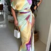 Tie Dye Pretty High Split Asymmetric Maxi Dress