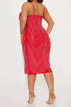 Patchwork Rhinestone Party A-Line Midi Dress 10 Patchwork Rhinestone Party A-Line Midi Dress -Prettytina H23072058 RE 4